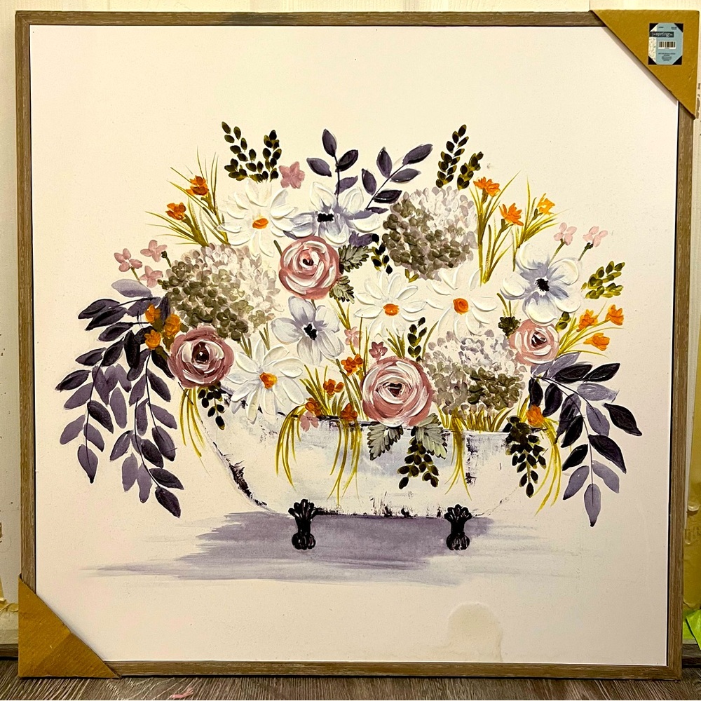 Floral Bathtub Canvas Art